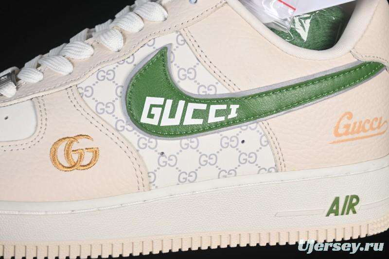 Nike Air Force 1 '07 Low Gucci Collaboration White Brown Green Casual Sneakers - YF9511-804