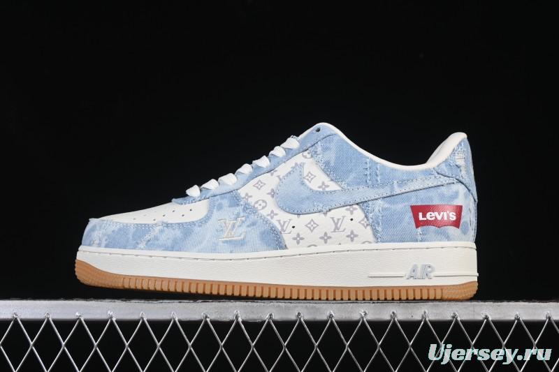 Nike Air Force 1 '07 Low Levi's White Light Blue Casual Sneakers - YF9511-814