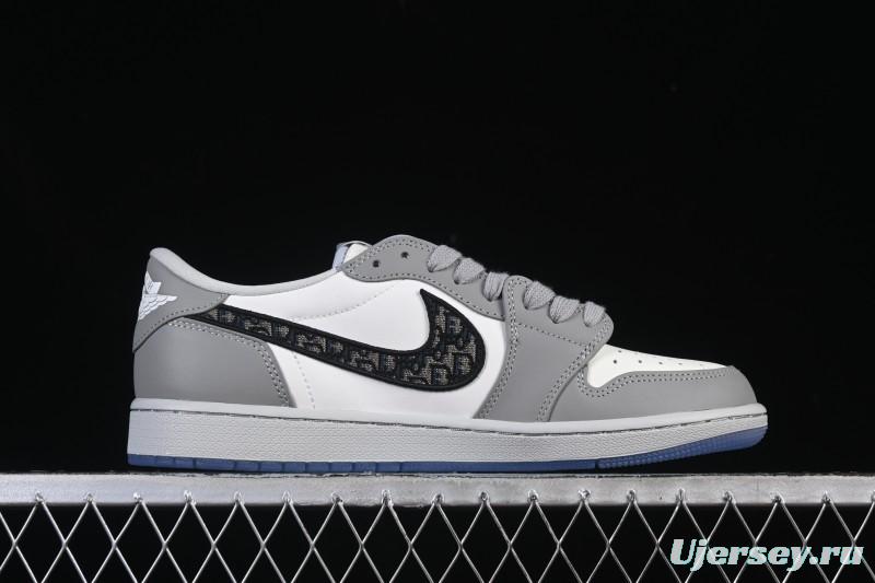 Dior Air Jordan 1 Low White Grey Collaboration Low-Top Sneakers - CN8608-002
