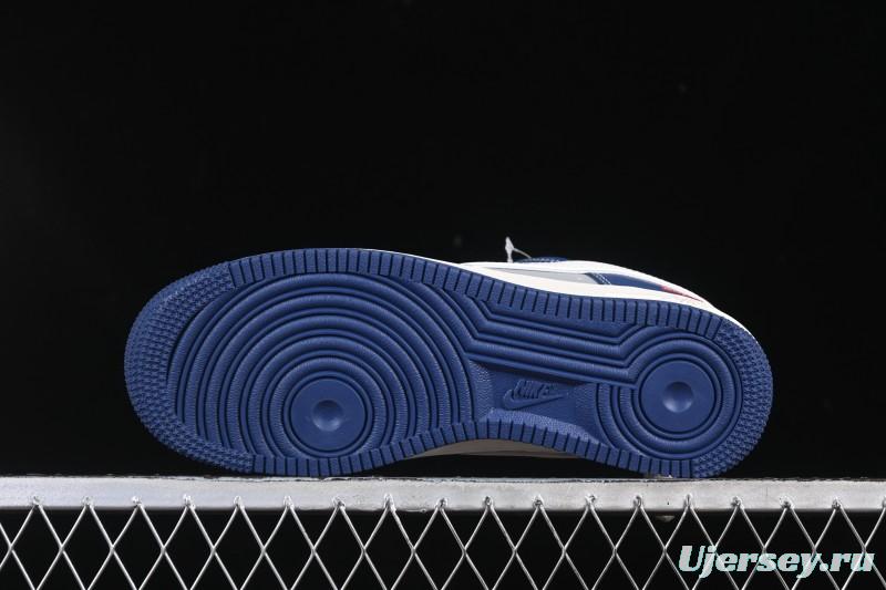 Nike Air Force 1 '07 Low Supreme Collaboration White Blue Gray Red Casual Sneakers - XD2588-602