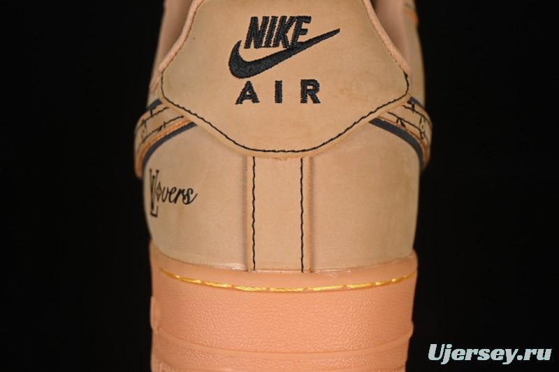 Nike Air Force 1 '07 Low LV Collaboration Wheat Print Casual Sneakers - DK0188-082