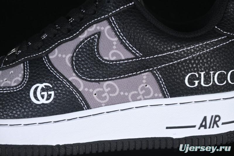 Nike Air Force 1 '07 Low Gucci Collaboration Litchi Grain Print Casual Sneakers - AH8462-002