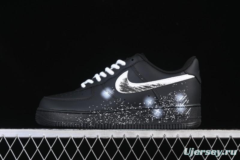Nike Air Force 1'07 Low Two-Dimensional Theme Black Space Casual Sneakers - ZH0316-101