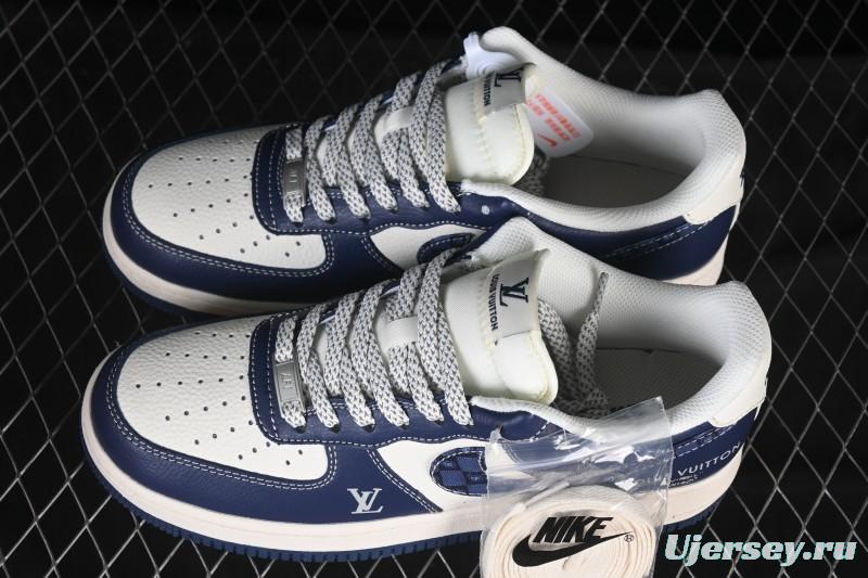 Nike Air Force 1 '07 Low LV Collaboration Navy Blue Cashew Flower Casual Sneakers - JP8028-009