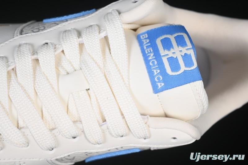 Nike Air Force 1 '07 Low Balenciaga Collaboration White Blue Gold Casual Sneakers - YF9511-803