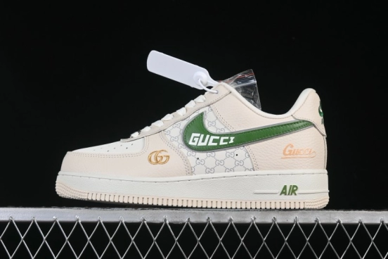 Nike Air Force 1 '07 Low Gucci Collaboration White Brown Green Casual Sneakers - YF9511-804