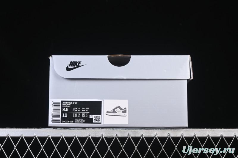 Nike Air Force 1'07 Low Black White Cracked Leather Casual Sneakers - ZH0316-118