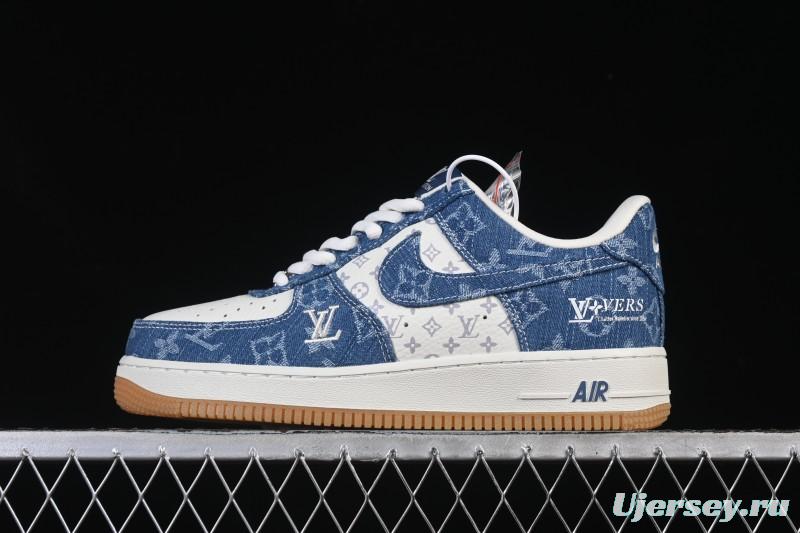 Nike Air Force 1 '07 Low LV Collaboration White Navy Blue Casual Sneakers - YF9511-813