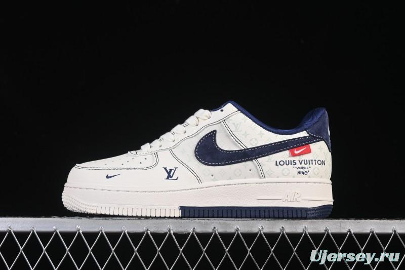 Nike Air Force 1 '07 Low LV Collaboration Print Light Blue Swoosh Casual Sneakers - MZ9588-817