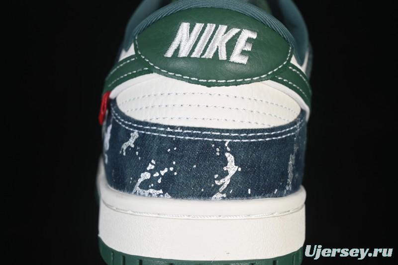 Nike SB Dunk Low BAPE Collaboration White Army Green Anniversary High-End Custom Low-Top Casual Skate Shoes - SC0601-465