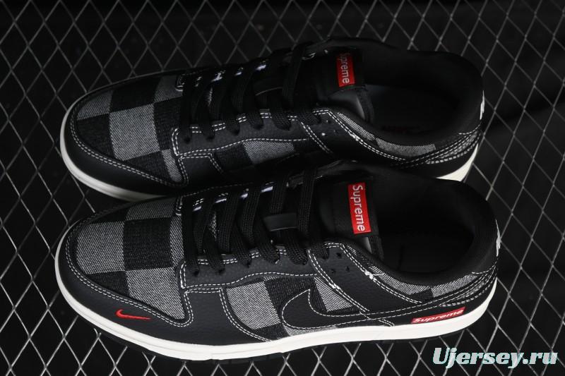 Nike SB Dunk Low Sup Collaboration Black Grey Plaid Low-Top Casual Skate Shoes - SC0601-462