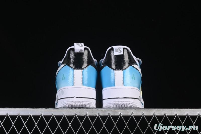 Nike Air Force 1'07 Low Hand-drawn Graffiti Electric Blue Tone Casual Sneakers - FB8917-300