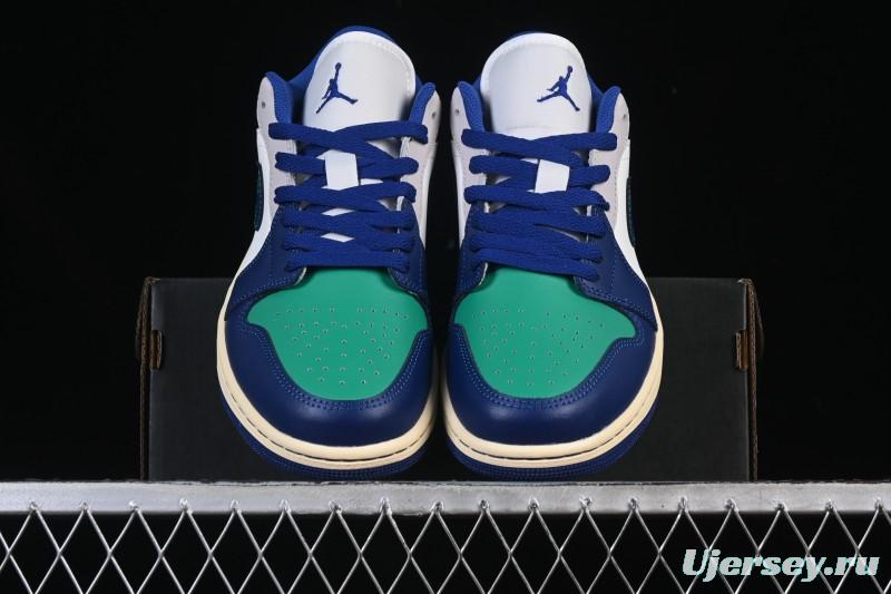 Nike Air Jordan 1 Low AJ1 Blue Green Colorway Low-Top Casual Skate Shoes - 553558-147
