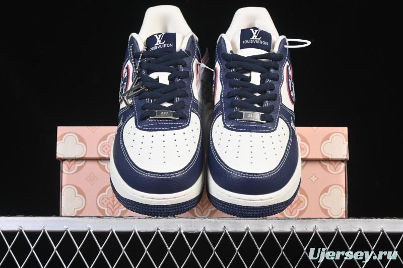 Nike Air Force 1 '07 Low Supreme Collaboration White Blue Wine Red Casual Sneakers - YF9511-801