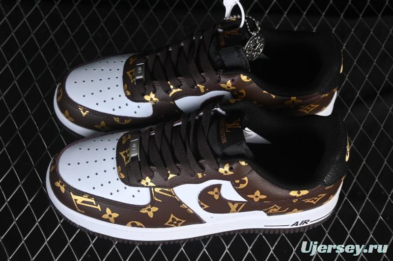 Nike Air Force 1 '07 Low LV Collaboration Classic White Brown Casual Sneakers - CZ3986-004