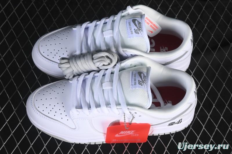 Nike Supreme x Dunk SB Dunk Low White Low-Top Casual Skate Shoes - HQ8487-100