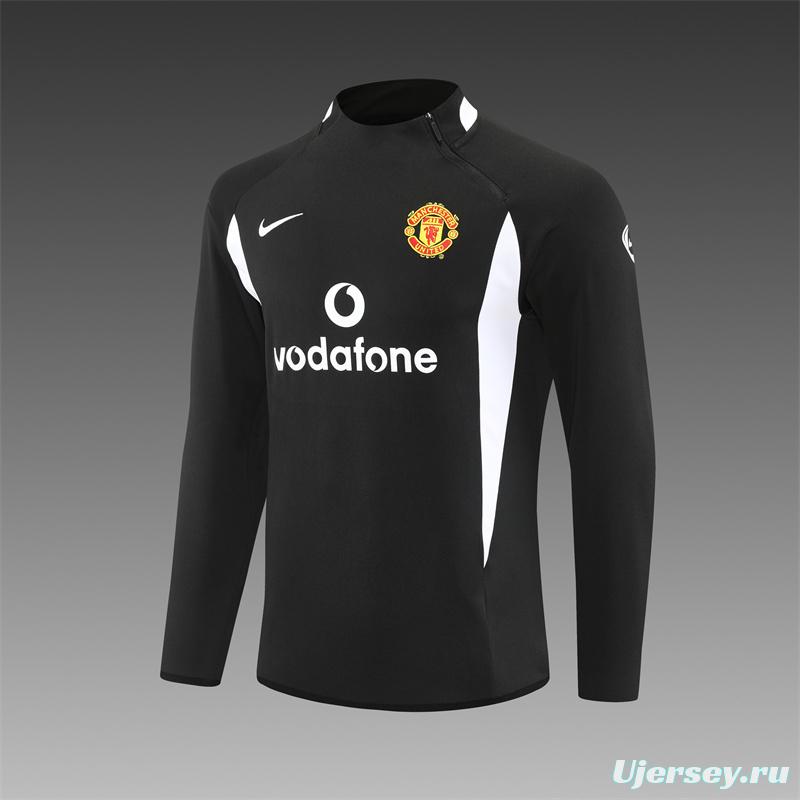 Retro 02/03 Manchester United Black Half Zipper Jacket