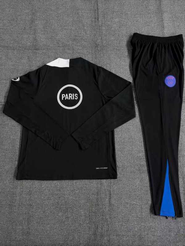 Player Version 25/26 Kids PSG Black T90 Half Zipper Jacket+Long Pants