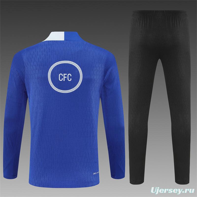 Player Version 25/26 Chelsea Color Blue T90 Half Zipper Jacket+Long Pants
