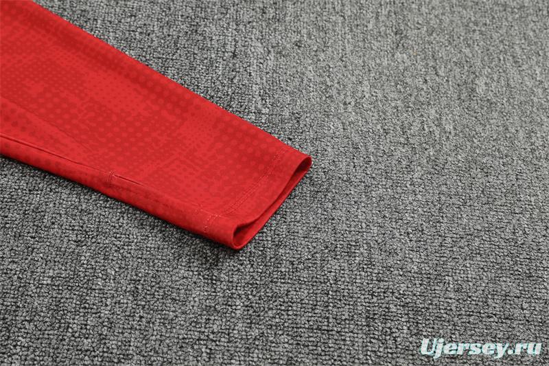 25/26 AC Milan Red Camouflage Half Zipper Jacket+Long Pants