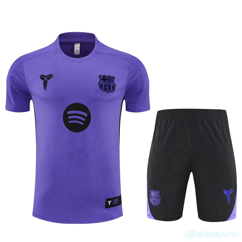 25/26 Barcelona Purple Joint Edition with XS Short Sleeve+Soccer Shorts