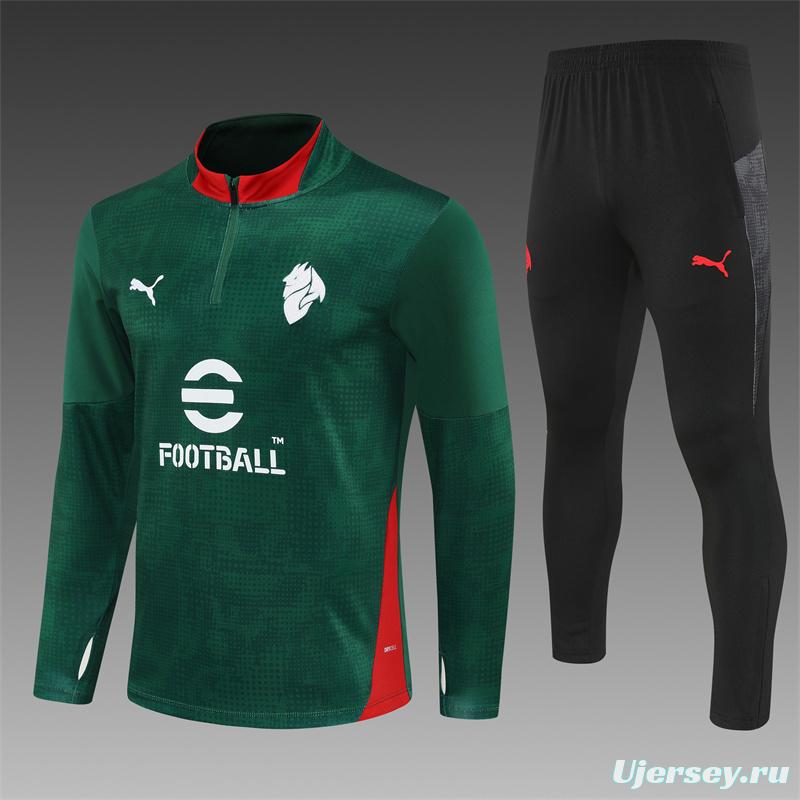 25/26 AC Milan Green Camouflage Half Zipper Jacket+Long Pants