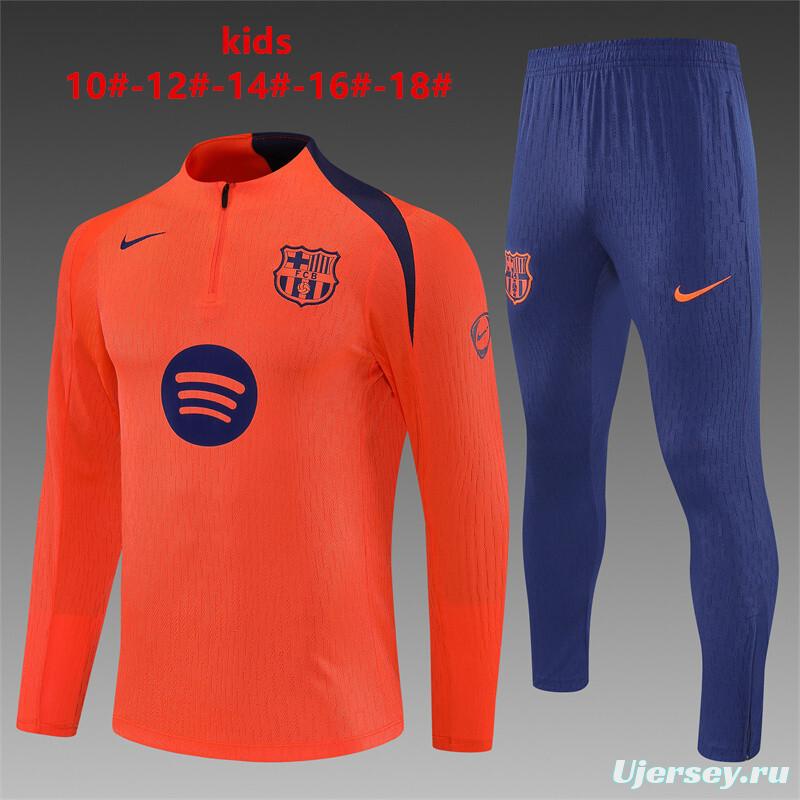 Player Version 25/26 Kids Barcelona Orange T90 Half Zipper Jacket+Long Pants
