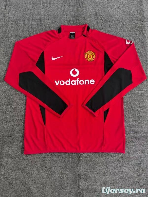 Retro 02/03 Manchester United Red Half Zipper Jacket
