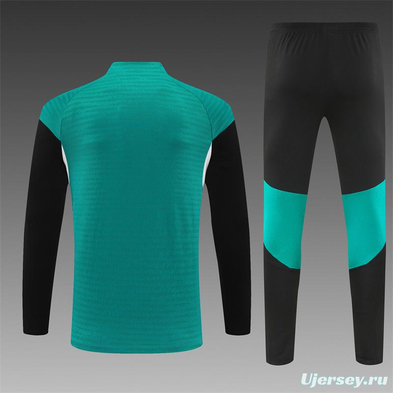Player Version 25/26 Liverpool Green AD on Both Sleeves Half Zipper Jacket+Long Pants
