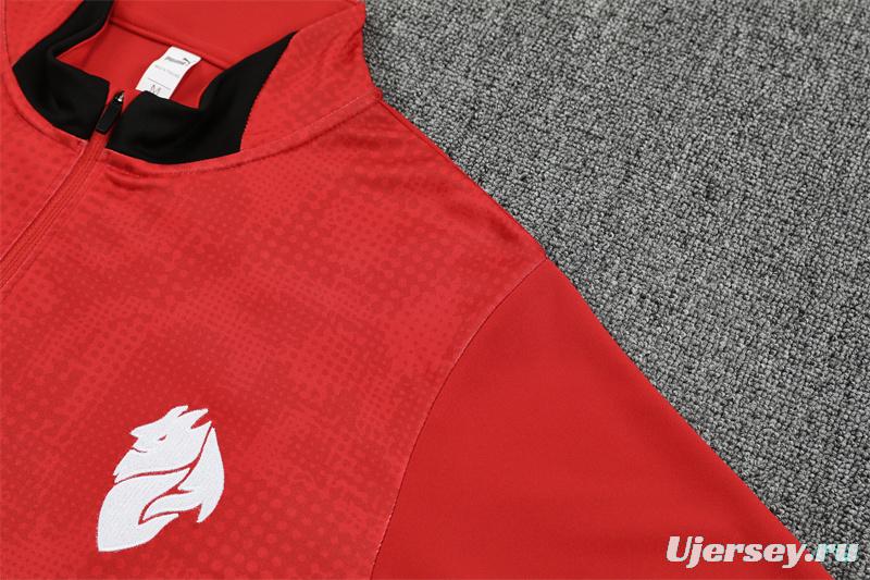 25/26 AC Milan Red Camouflage Half Zipper Jacket+Long Pants