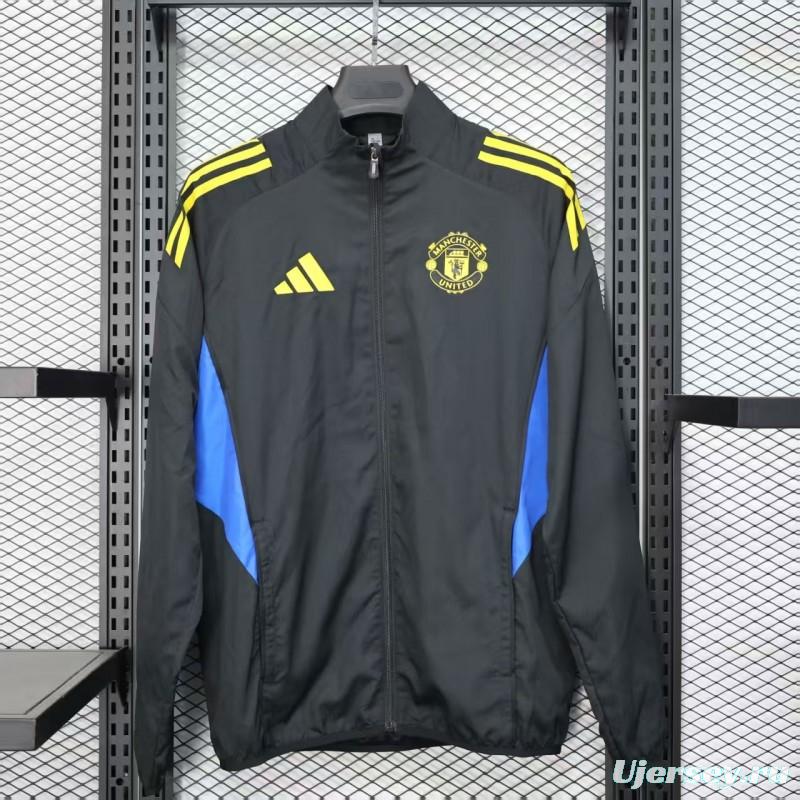 25/26 Manchester United Black Windbreaker (with Inner Lining)