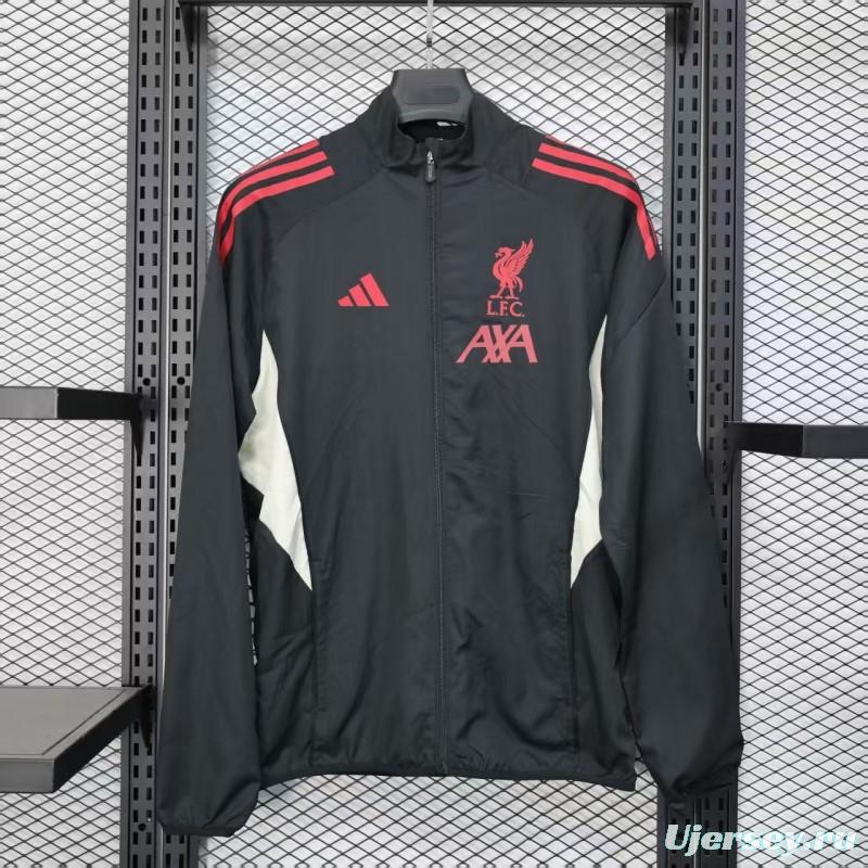 25/26 Liverpool Black Windbreaker (with Inner Lining)