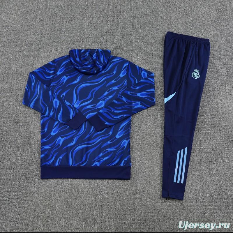 25/26 Real Madrid Blue Hoodie +Long Pants