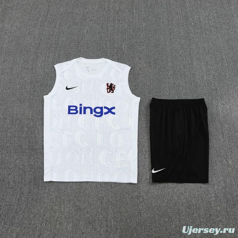 25/26 Chelsea White Vest Jersey+Shorts