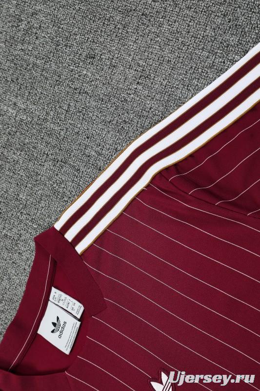25/26 Arsenal Adidas Original Wine Short Sleeve Jersey+Shorts
