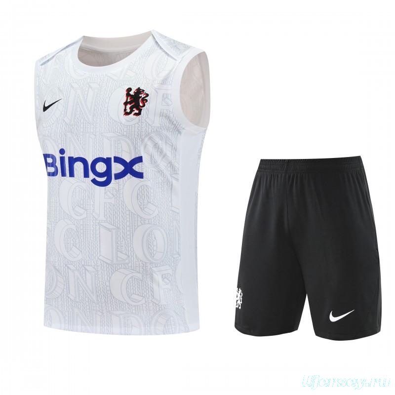 25/26 Chelsea White Vest Jersey+Shorts