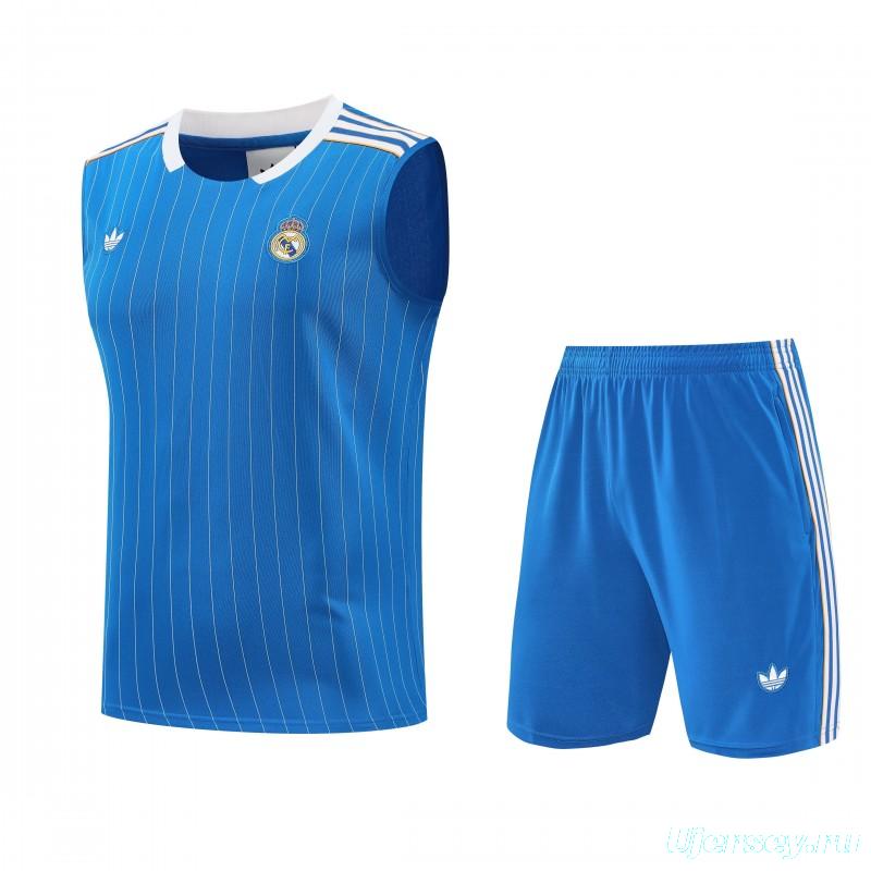 25/26 Real Madrid Adidas Original Blue Vest Jersey+Shorts