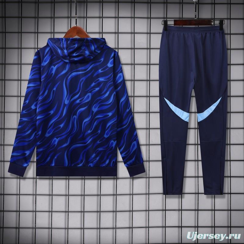 25/26 Real Madrid Blue Hoodie +Long Pants