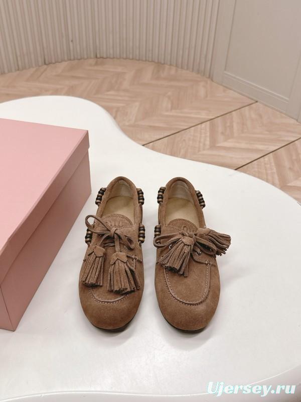 Miu Miu Fall/Winter 2025 Tassel Loafer Mule with Bead Accents - LY00330