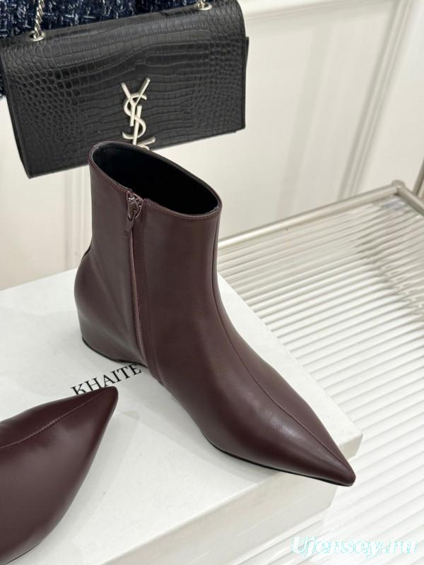 Khaite Retro Pointed Toe Ankle Boots with Height Increase - KFY00390