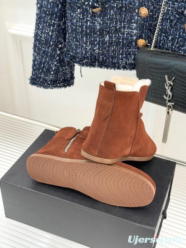 ALAIA Minimalist Side Zipper Retro Snow Boots - KFY00320