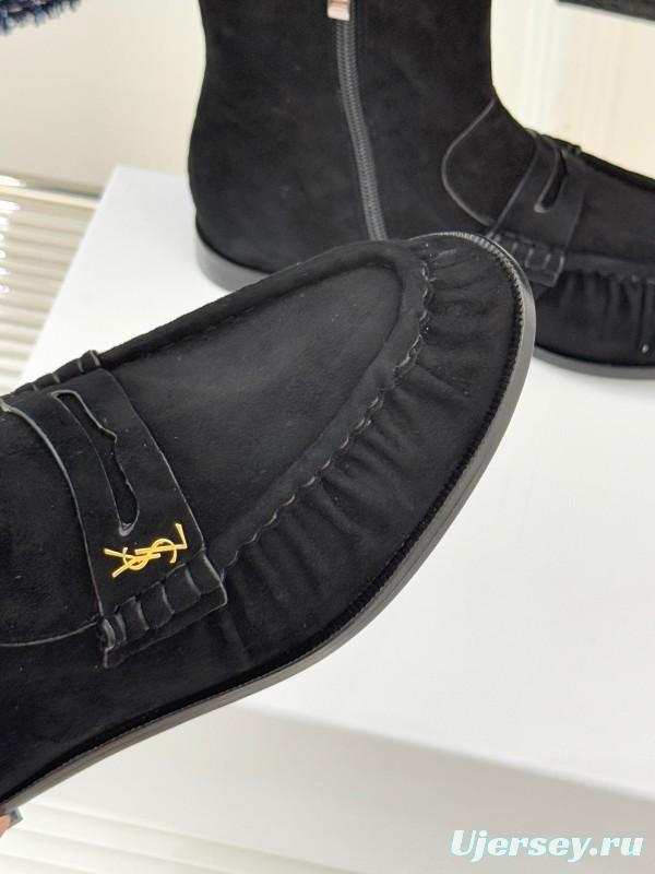 Saint Laurent YSL Letter Loaf Short Boots with Pleated Edge - KFY00430