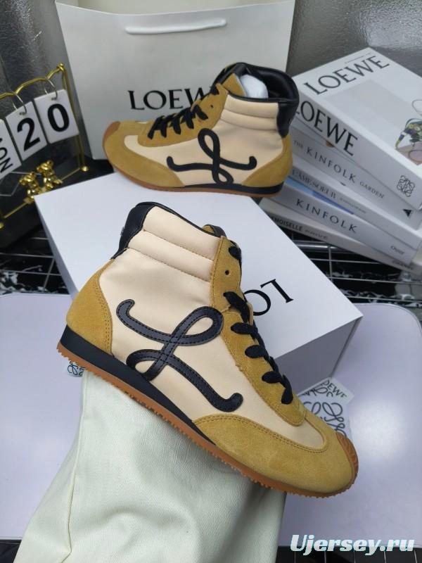 LOEWE High-Top German Training Sneakers Retro Fashion Casual White Shoes - LY00330