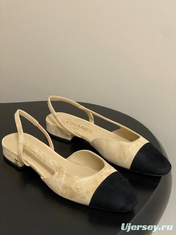 Chanel Sling-back Two-tone Suede Flats/Heels - KFY00280