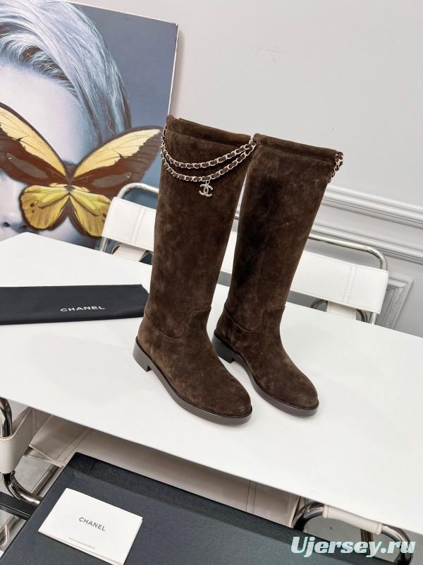 Chanel 2025/SS Quilted Leather Chain CC Four-Leaf Clover Flat Ankle Boots - LY00510