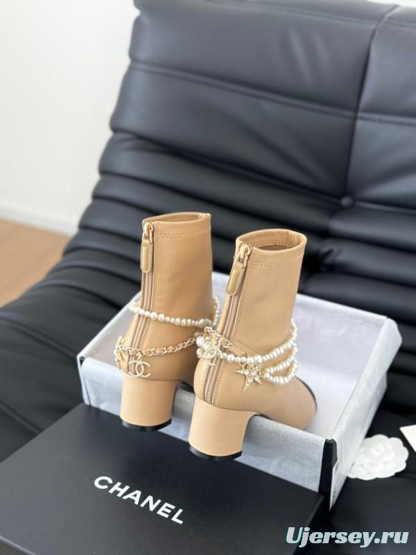 Chanel Pearl Collection Mary Jane Short Boots - LY00360