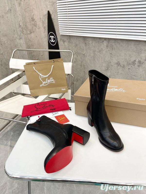 Christian Louboutin 2025/SS Chunky Heel Stretch Ankle Boots - LY00300
