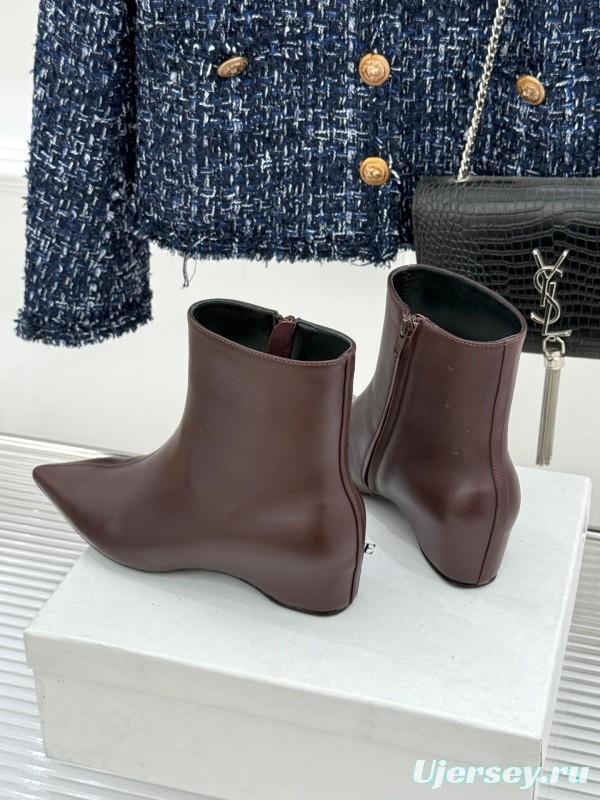 Khaite Retro Pointed Toe Ankle Boots with Height Increase - KFY00390