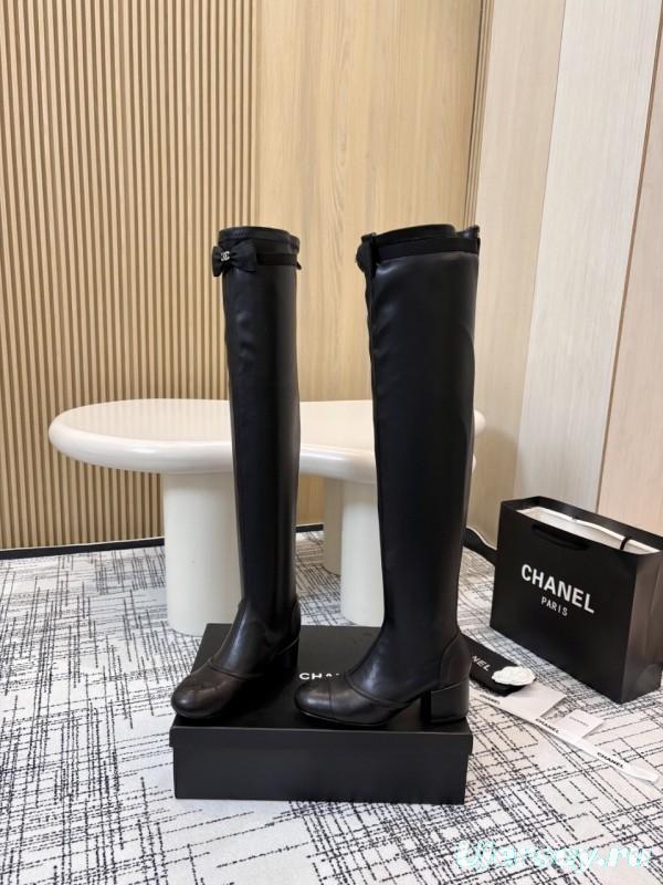 Chanel Classic Chunky Heel Back Zipper Long Boots - LY00360