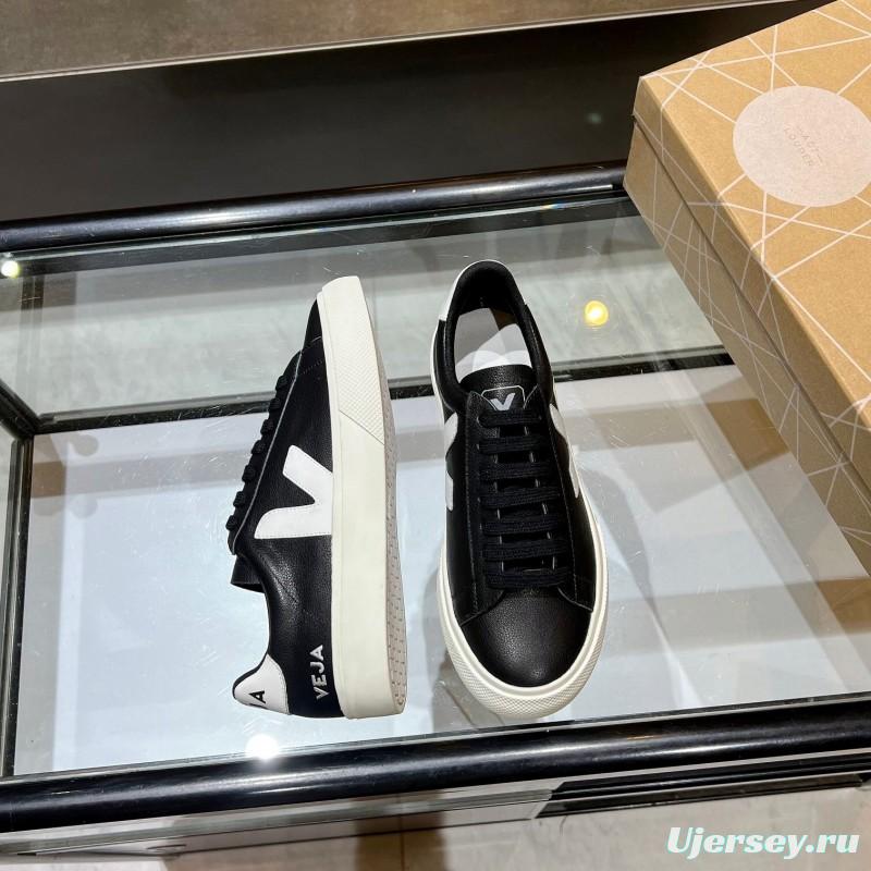 VEJA Classic White Sneakers V Logo Lace-Up Retro Flat Platform Casual Sports Shoes - LY00220